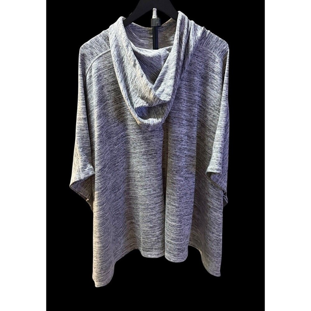 Xersion Medium Tall MT Gray Heather Hoodie Poncho Pullover Athleisure Cowl Neck - Picture 2 of 8